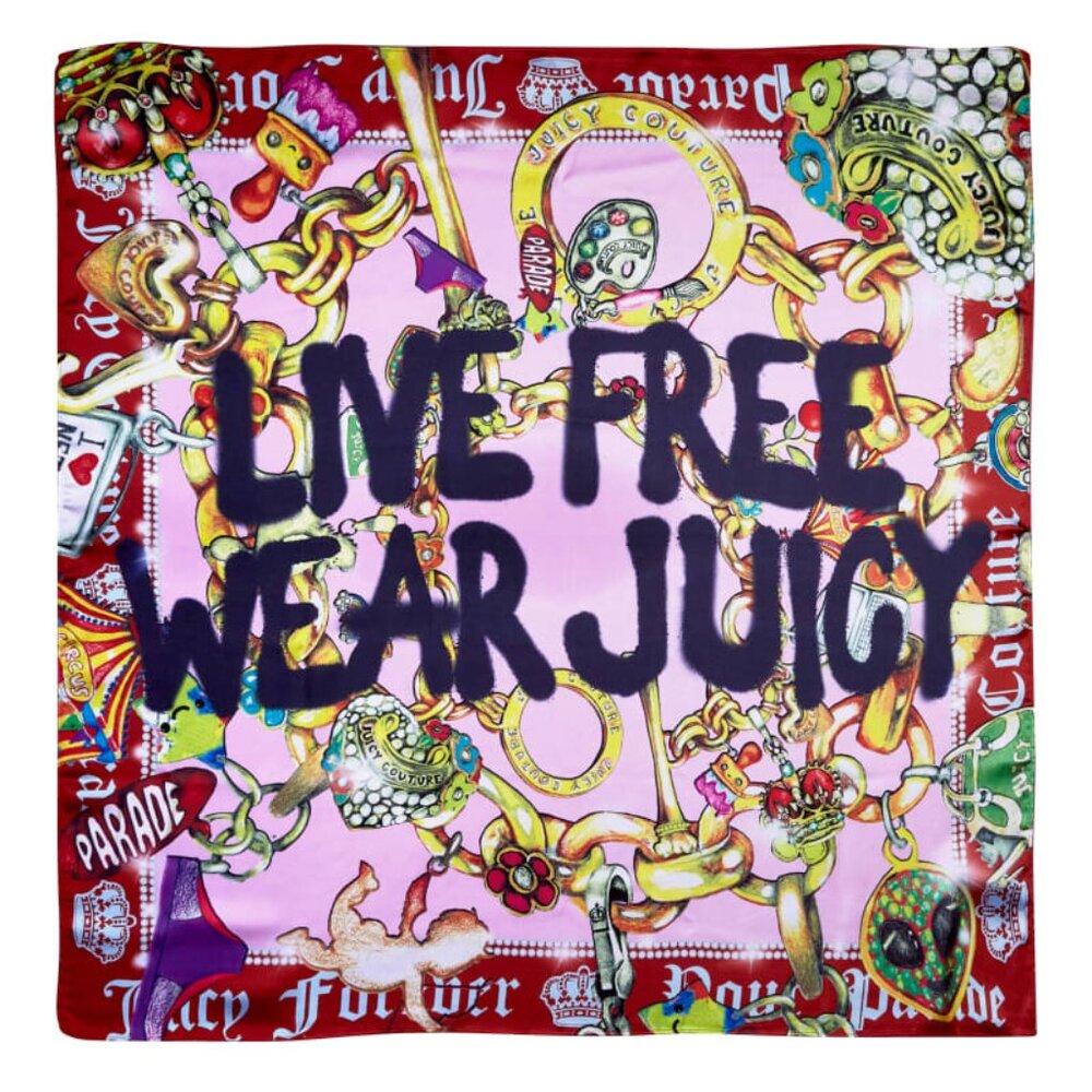 Parade x Juicy Couture Satin Silky Scarf 34" Square, Cute Crop Top + Halter Top